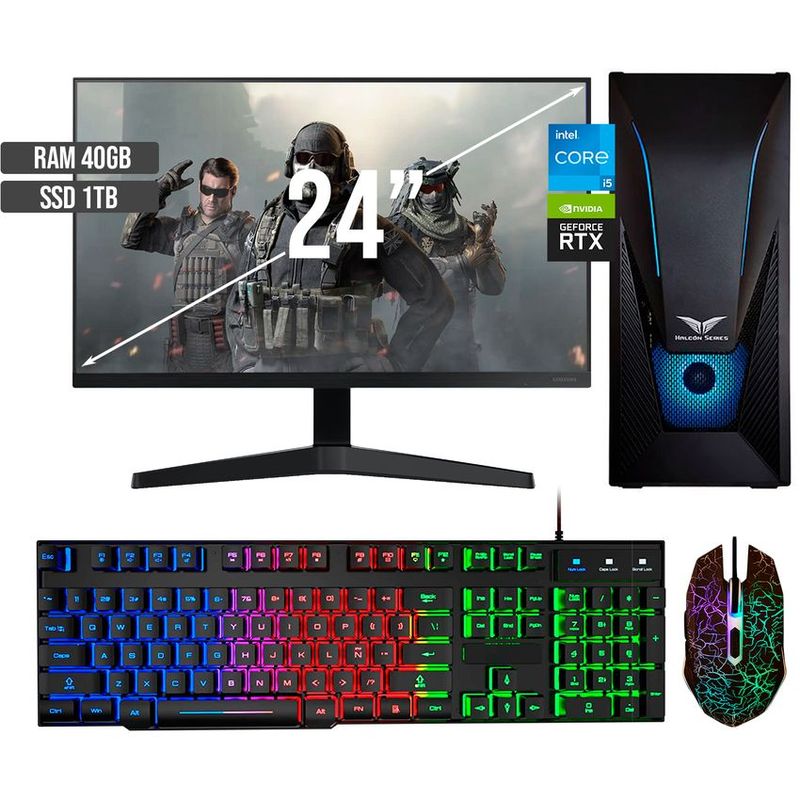 HALCON - PC GAMER INTEL CORE I5-12400 RTX 3050 8GB SSD 1TB RAM 40GB LED 24 FHD