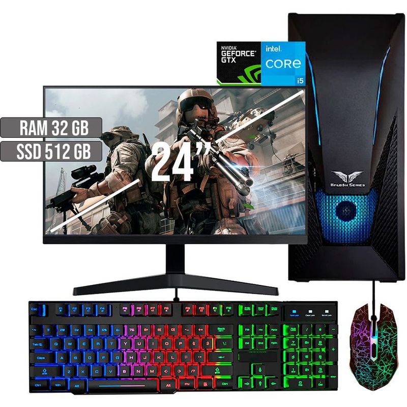 HALCON - PC GAMER INTEL CORE I5-12400 GTX 1650 4GB SSD 512GB RAM 32GB LED 24 FHD