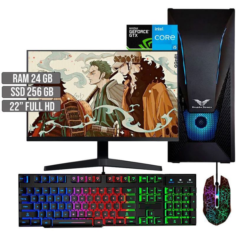 HALCON - PC EQUIPO GAMER INTEL CORE I5-12400 GTX 1650 4GB SSD 256GB RAM 24GB LED 22" FHD