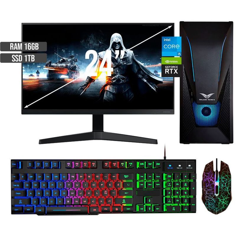 HALCON - PC GAMER INTEL CORE I5-12400 RTX 3050 8GB SSD 1TB RAM 16GB LED 24 FHD