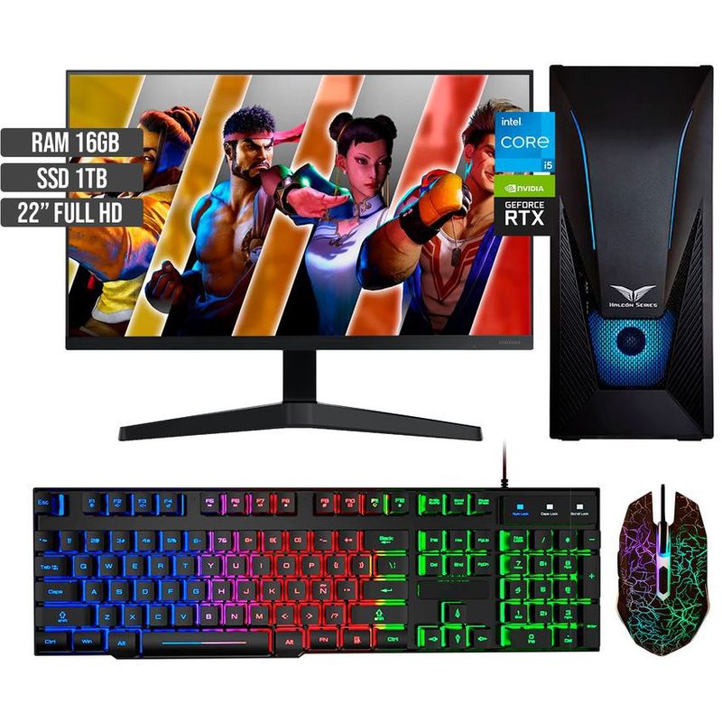HALCON - PC GAMER INTEL CORE I5-12400 RTX 3050 8GB SSD 1TB RAM 16GB LED 22 FHD