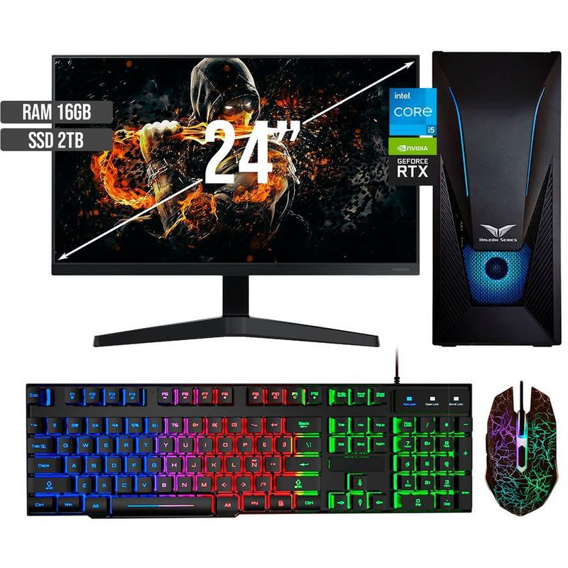 HALCON - PC GAMER INTEL CORE I5-12400 RTX 3050 8GB SSD 2TB RAM 16GB LED 24 FHD