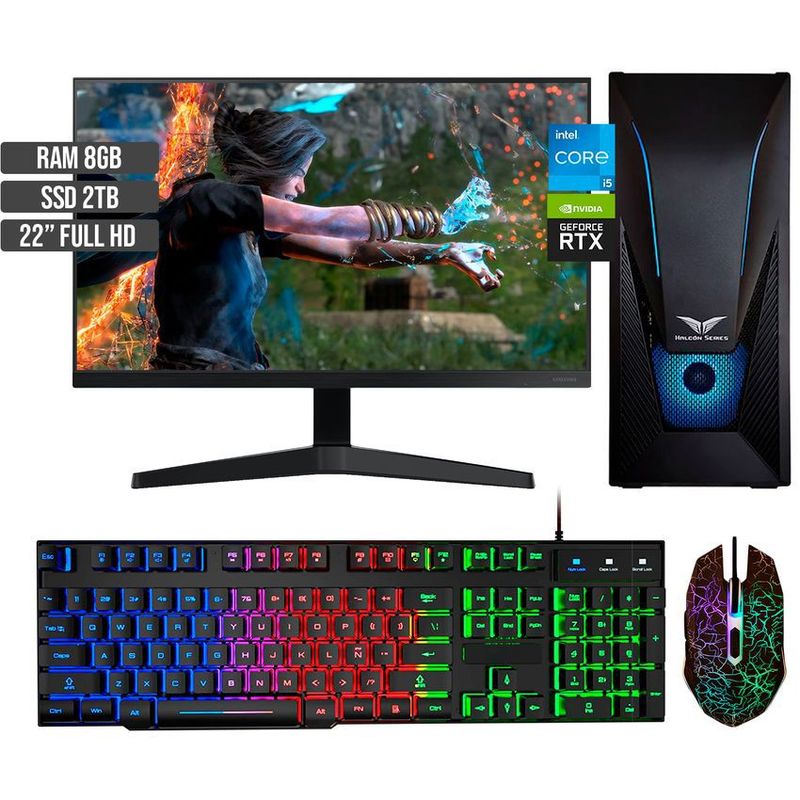 HALCON - PC GAMER INTEL CORE I5-12400 RTX 3050 8GB SSD 2TB RAM 8GB LED 22 FHD