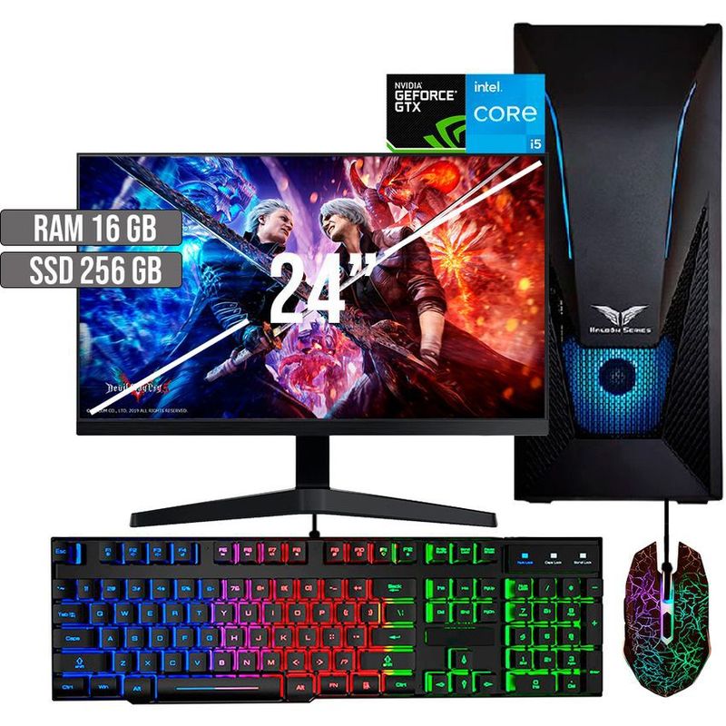 HALCON - PC GAMER INTEL CORE I5-12400 GTX 1650 4GB SSD 256GB RAM 16GB LED 24 FHD