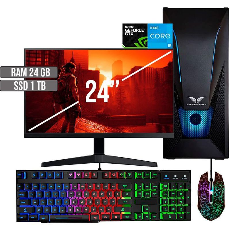 HALCON - PC GAMER INTEL CORE I5-12400 GTX 1650 4GB SSD 1TB RAM 24GB LED 24 FHD