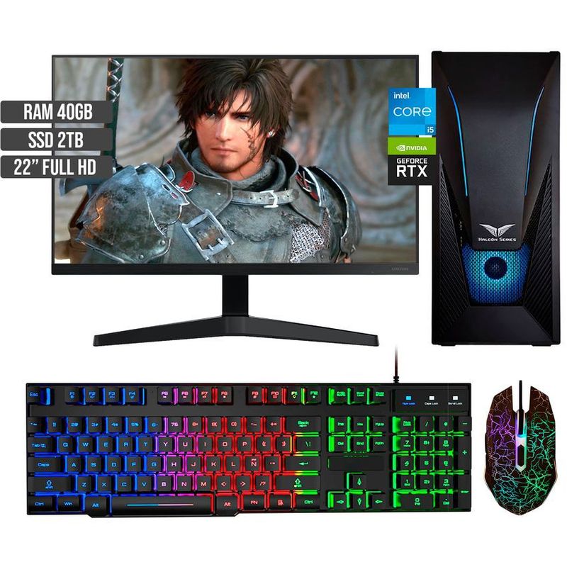 HALCON - PC GAMER INTEL CORE I5-12400 RTX 3050 8GB SSD 2TB RAM 40GB LED 22 FHD