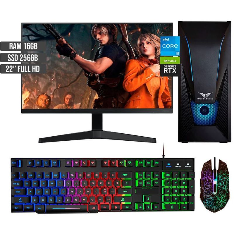 HALCON - PC GAMER INTEL CORE I5-12400 RTX 3050 8GB SSD 256GB RAM 16GB LED 22 FHD