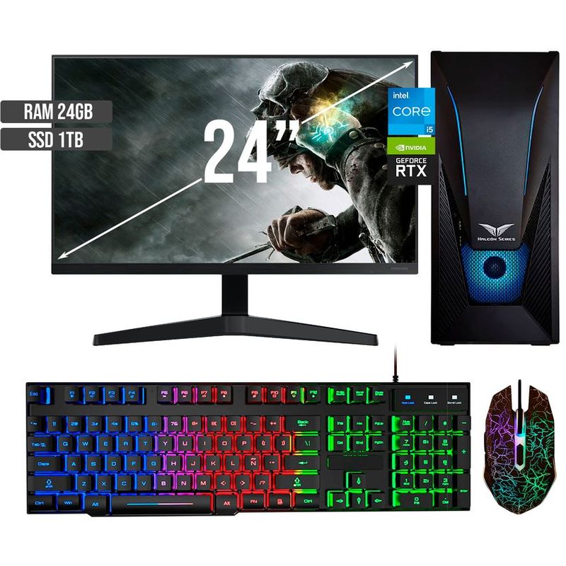 HALCON - PC GAMER INTEL CORE I5-12400 RTX 3050 8GB SSD 1TB RAM 24GB LED 24 FHD