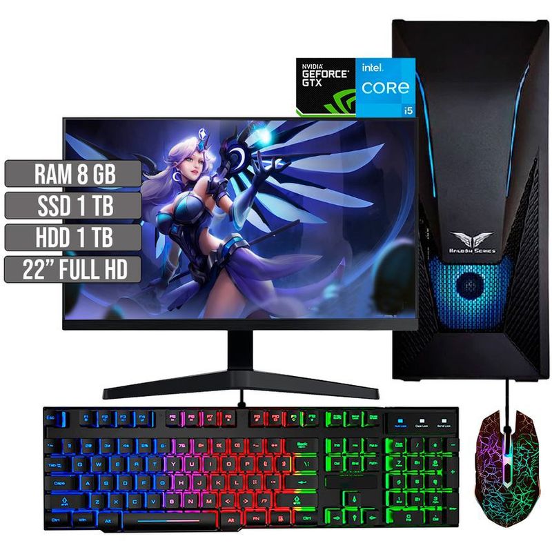 HALCON - PC GAMER INTEL CORE I5-12400 GTX 1650 4GB SSD 1TB + HDD 1TB RAM 8GB LED 22 FHD