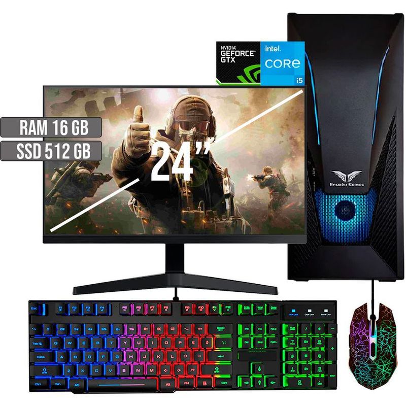 HALCON - PC GAMER INTEL CORE I5-12400 GTX 1650 4GB SSD 512GB RAM 16GB LED 24 FHD