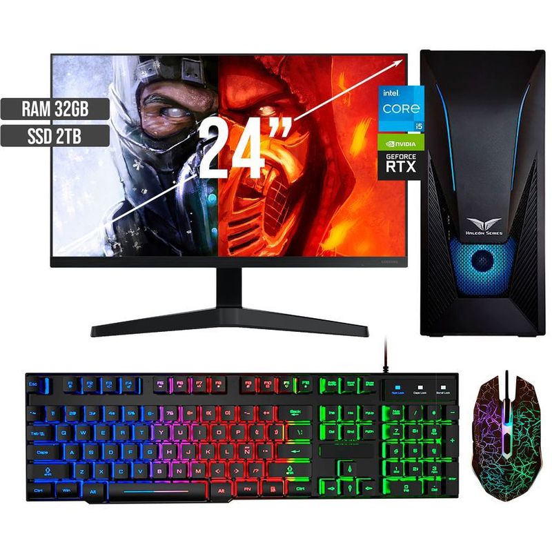 HALCON - PC GAMER INTEL CORE I5-12400 RTX 3050 8GB SSD 2TB RAM 32GB LED 24 FHD