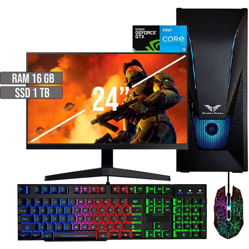 HALCON - PC GAMER INTEL CORE I5-12400 GTX 1650 4GB SSD 1TB RAM 16GB LED 24 FHD