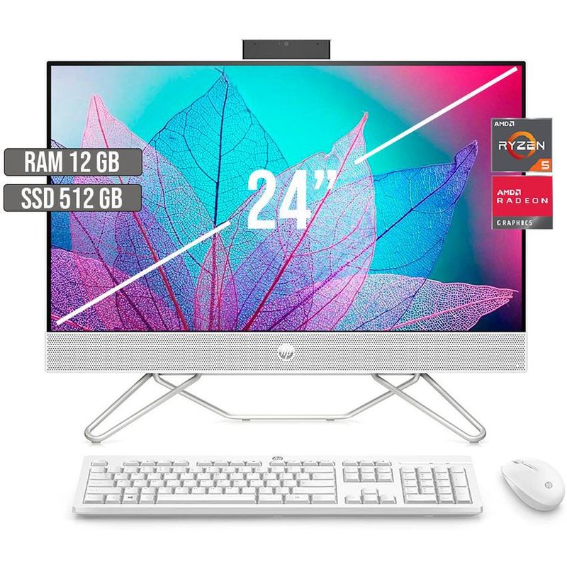 HP - TODO EN UNO HP AMD RYZEN 5-5500U SSD 512GB RAM 12GB LED 24 FHD