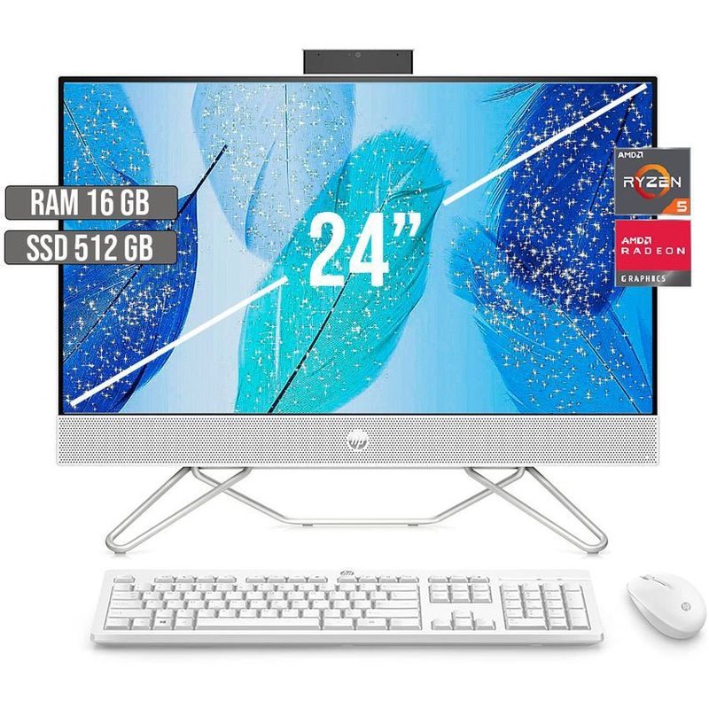 HP - TODO EN UNO HP AMD RYZEN 5-5500U SSD 512GB RAM 16GB LED 24 FHD
