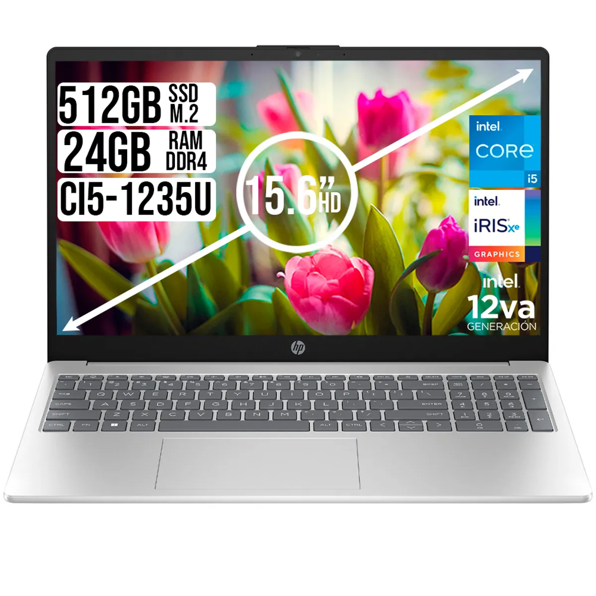 HP - PORTATIL HP INTEL CORE I5-1235U SSD 512GB RAM 24GB LED 15.6 HD