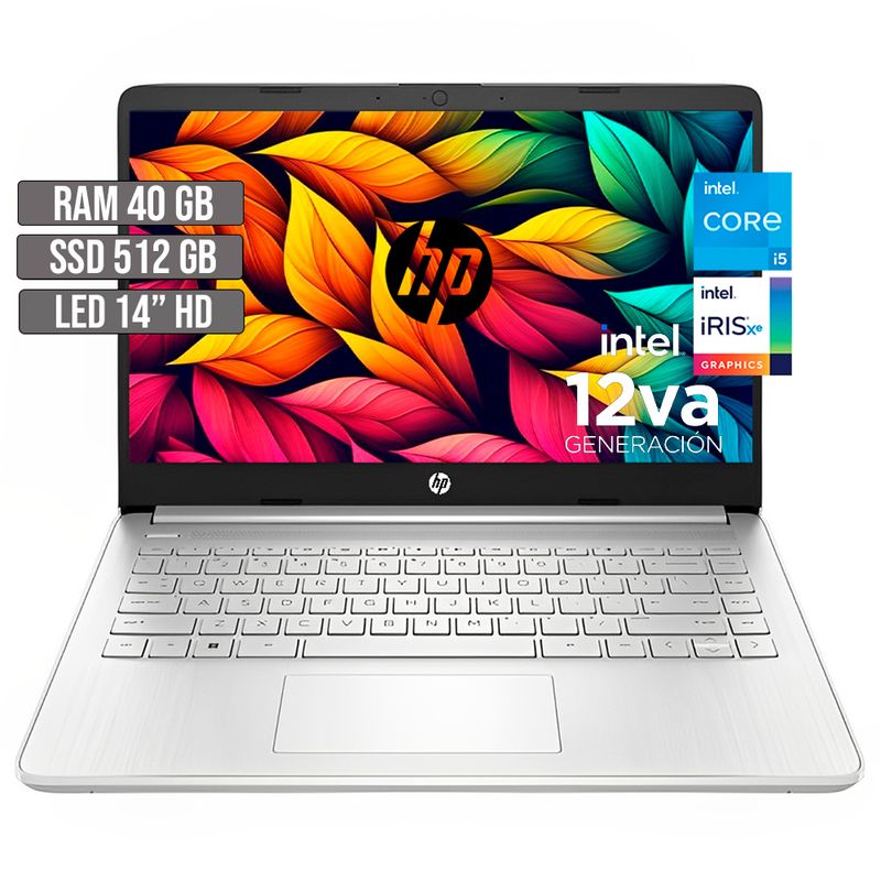 HP - PORTATIL HP INTEL CORE I5-1235U SSD 512GB RAM 40GB LED 14 HD PLATA