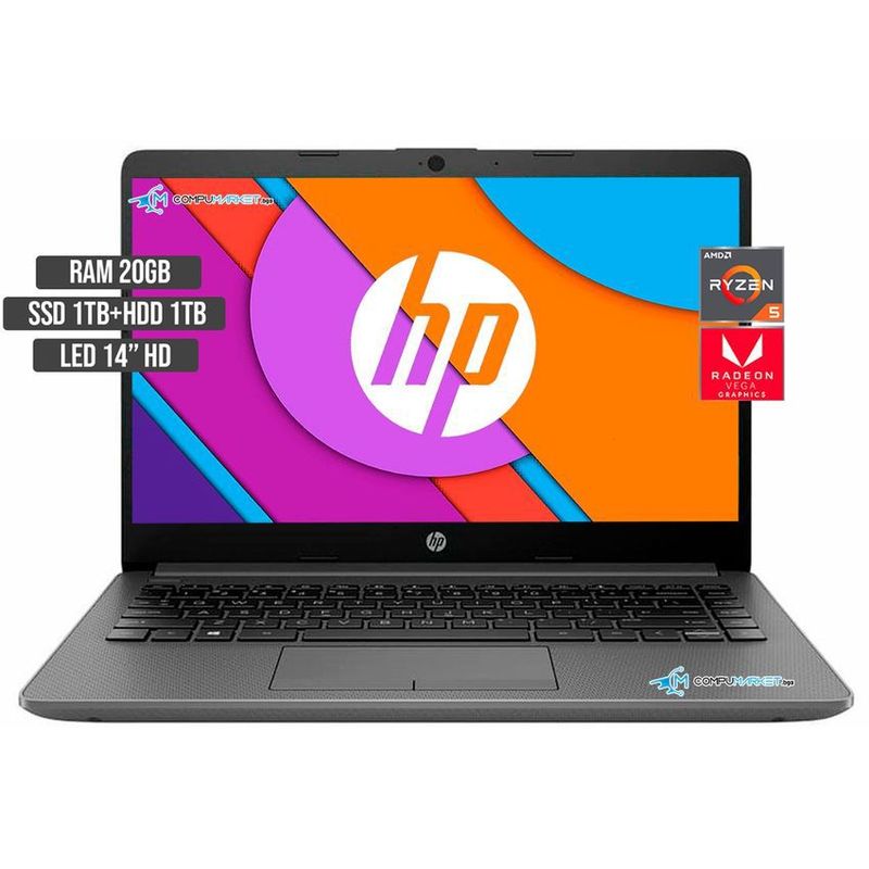 HP - COMPUTADOR PORTATIL HP AMD RYZEN 5 5500U SSD 1TB + HDD 1TB RAM 20GB 14"HD