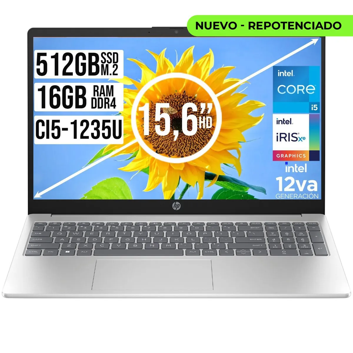 HP - Portátil HP 15.6 HD Intel Core i5 -1235U RAM 16GB 512GB SSD Plata