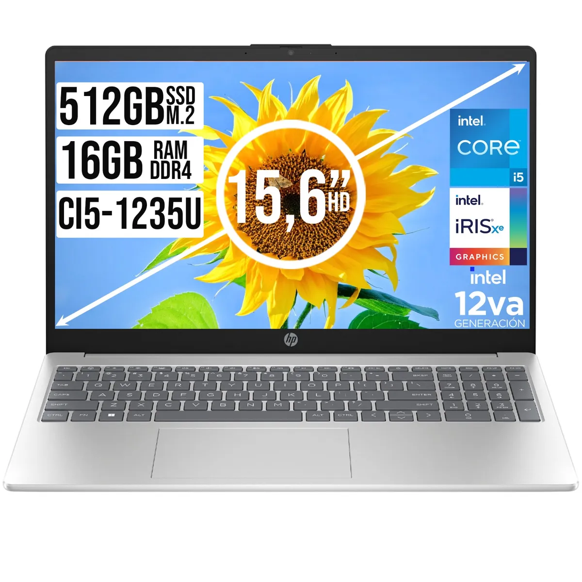 HP - PORTATIL HP INTEL CORE I5-1235U SSD 512GB RAM 16GB LED 15.6 HD
