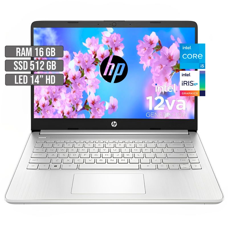 HP - PORTATIL HP INTEL CORE I5-1235U SSD 512GB RAM 16GB LED 14 HD PLATA