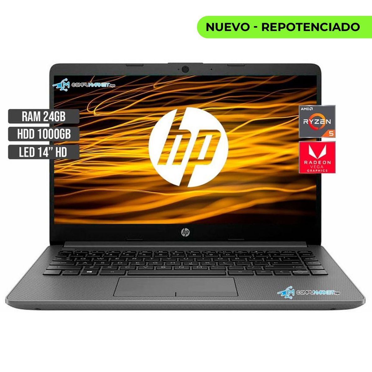HP - COMPUTADOR PORTATIL HP AMD RYZEN 5 5500U HDD 1TB RAM 24GB 14" HD