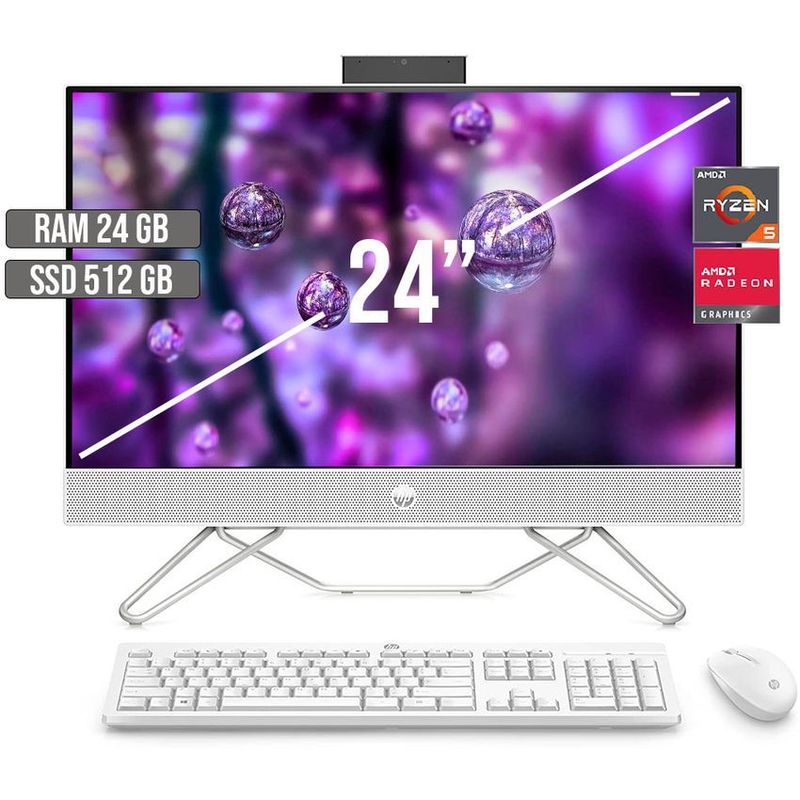 HP - TODO EN UNO HP AMD RYZEN 5-5500U SSD 512GB RAM 24GB LED 24 FHD