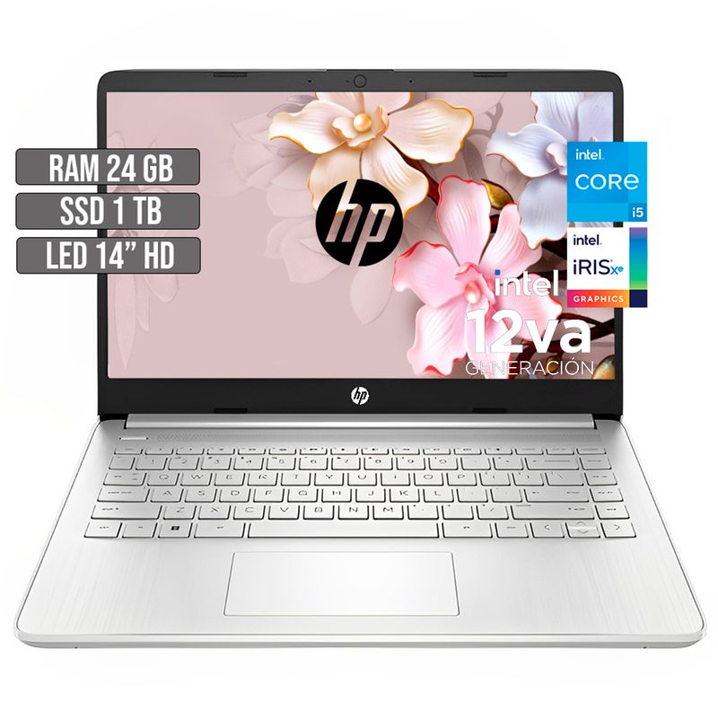 HP - PORTATIL HP INTEL CORE I5-1235U SSD 1TB RAM 24GB LED 14 HD PLATA