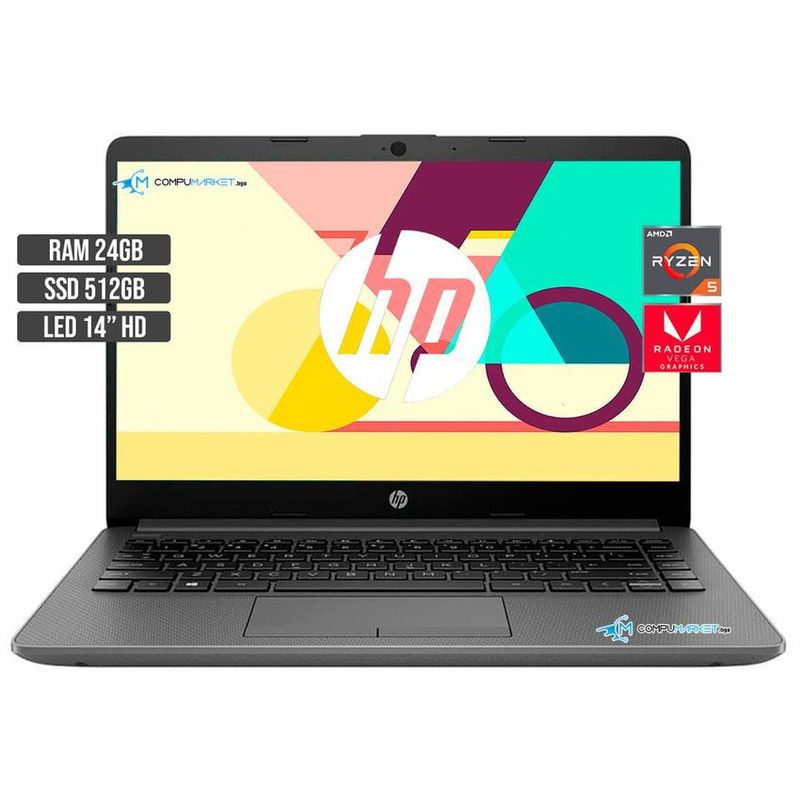 HP - COMPUTADOR PORTATIL HP AMD RYZEN 5 5500U SSD 512GB RAM 24GB 14" HD