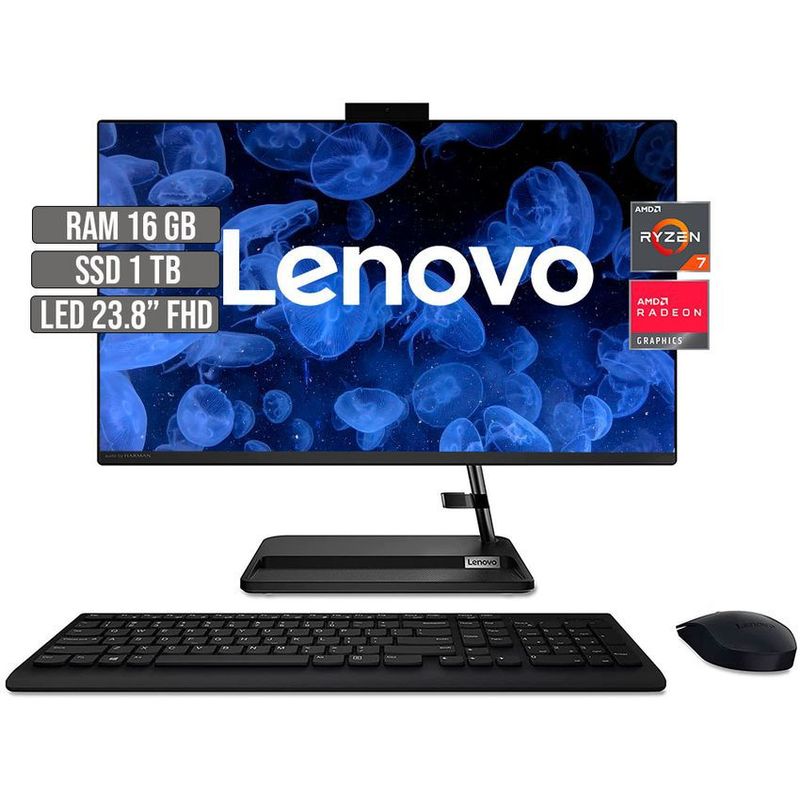 LENOVO - TODO EN UNO LENOVO AMD RYZEN 7 5700U SSD 1TB RAM 16GB LED 23.8" FHD