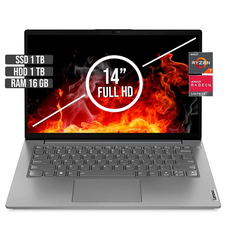 LENOVO - LENOVO V14 AMD RYZEN 7-5825U SSD 1TB + HDD 1TB RAM 16GB LED 14 FULL HD