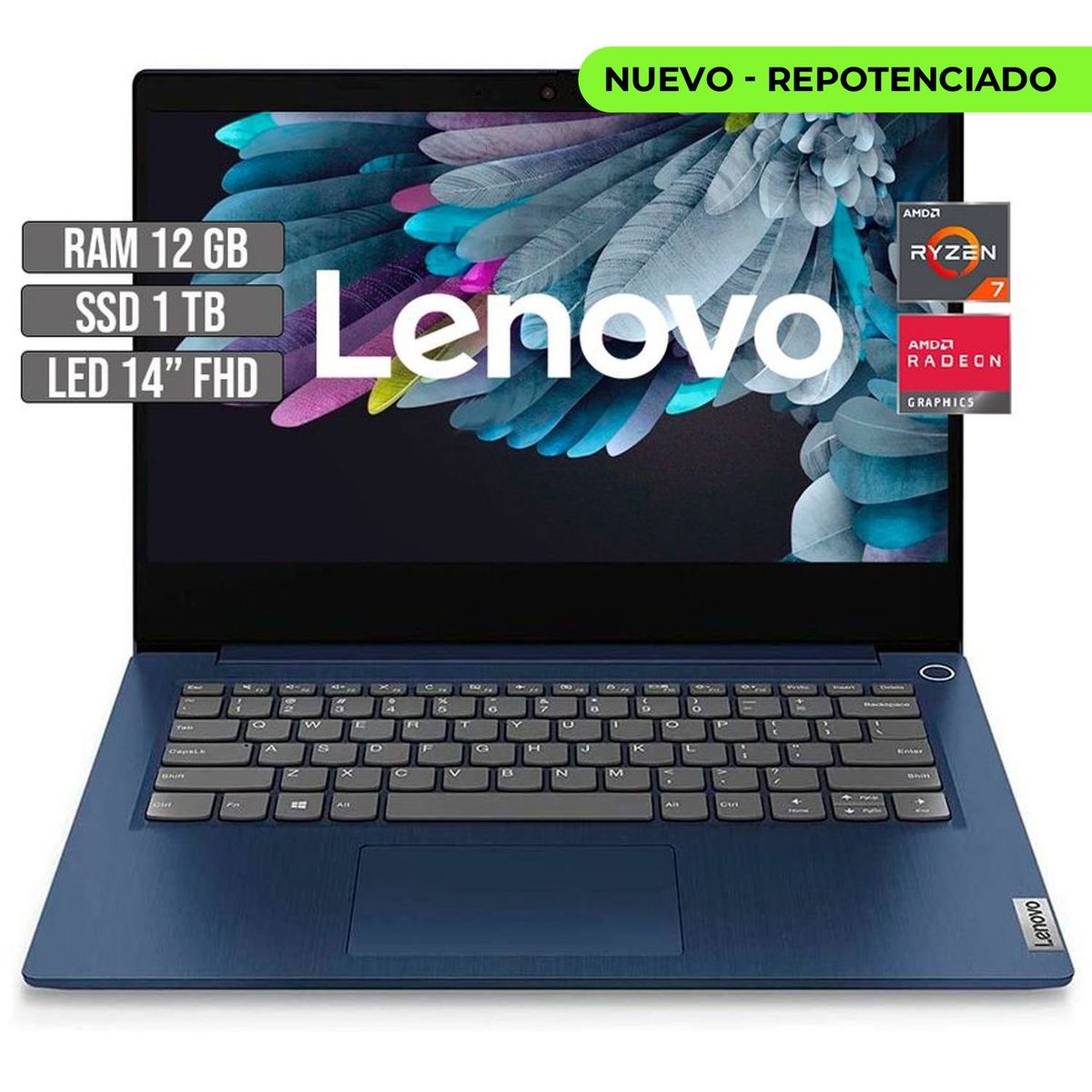 LENOVO - LENOVO IDEAPAD AMD RYZEN 7-5700U SSD 1TB RAM 12GB LED 14"  FHD