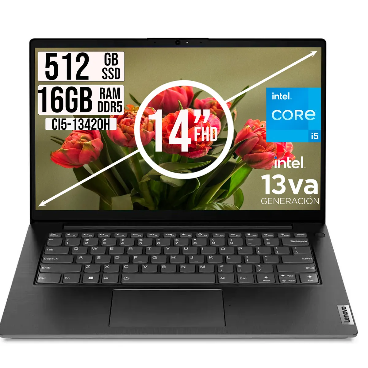 LENOVO - PORTATIL LENOVO INTEL CORE i5-13420H SSD 512GB RAM 16GB LED 14 FULL HD