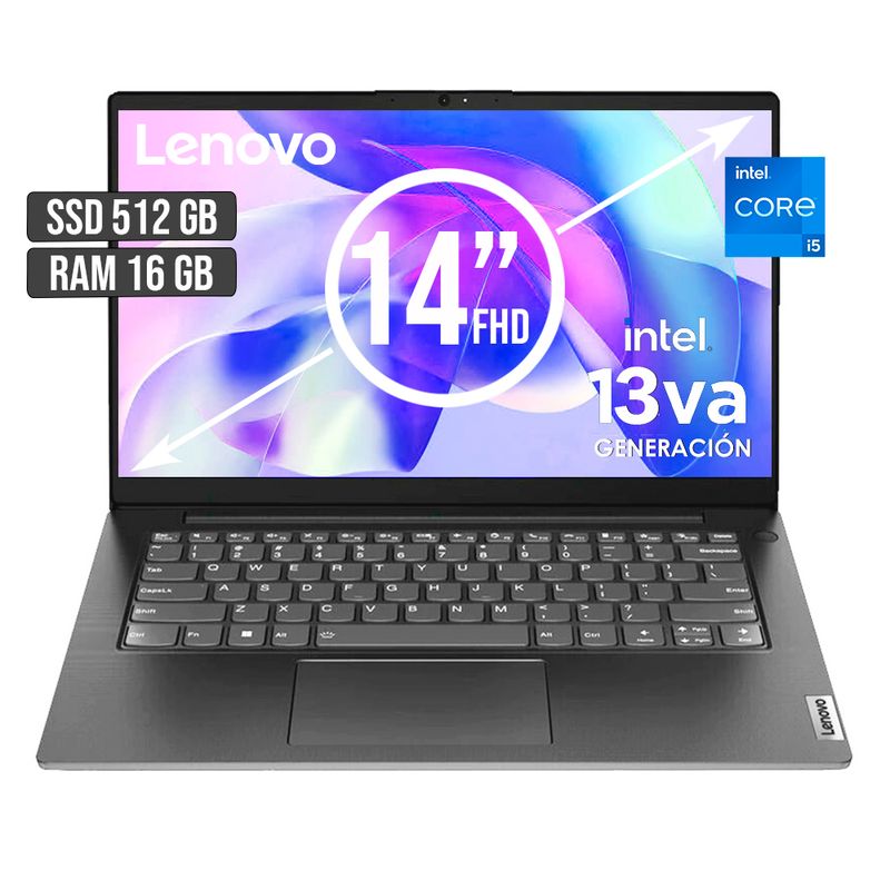 LENOVO - PORTATIL LENOVO INTEL CORE i5-13420H SSD 512GB RAM 16GB LED 14 FULL HD