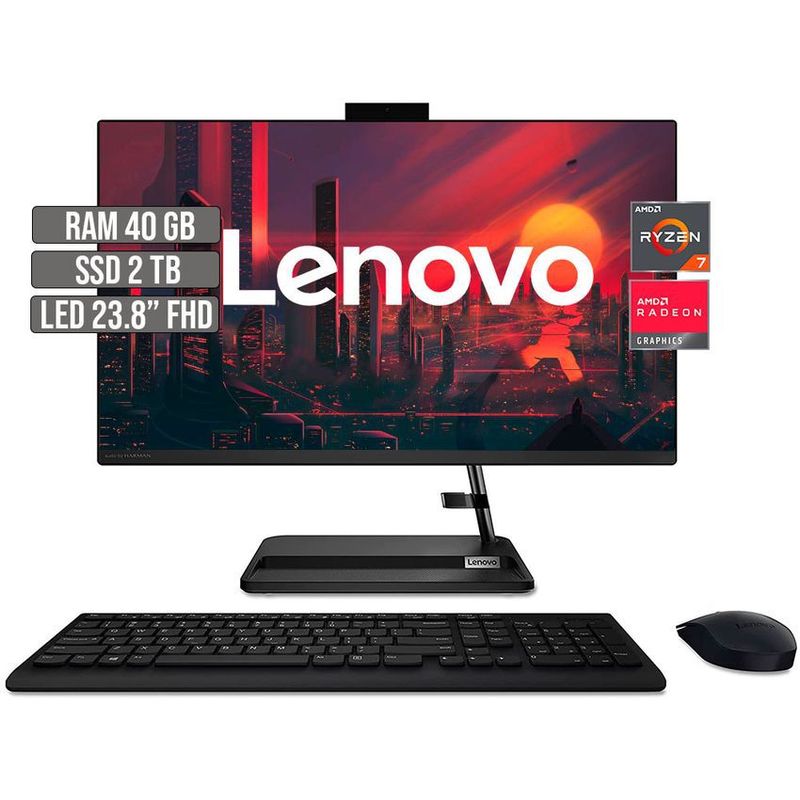 LENOVO - TODO EN UNO LENOVO AMD RYZEN 7 5700U SSD 2TB RAM 40GB LED 23.8" FHD