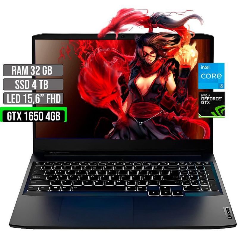 LENOVO - LENOVO INTEL CORE I5-11320H GTX 1650 4GB SSD 4TB RAM 32GB LED 15,6" FHD