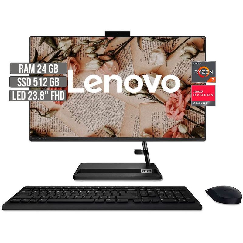 LENOVO - TODO EN UNO LENOVO AMD RYZEN 7 5700U SSD 512GB RAM 24GB LED 23.8" FHD