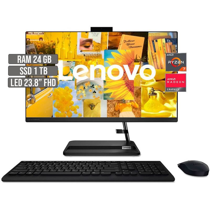 LENOVO - TODO EN UNO LENOVO AMD RYZEN 7 5700U SSD 1TB RAM 24GB LED 23.8" FHD
