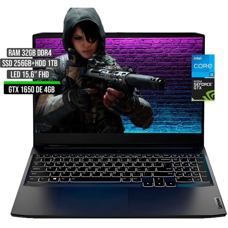 LENOVO - LENOVO INTEL CORE I5-11320H GTX 1650 4GB SSD 256GB + HDD 1TB RAM 32GB LED 15,6" FHD