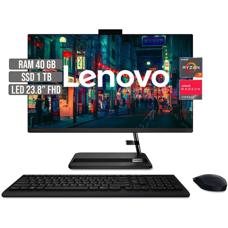 LENOVO - TODO EN UNO LENOVO AMD RYZEN 7 5700U SSD 1TB RAM 40GB LED 23.8" FHD