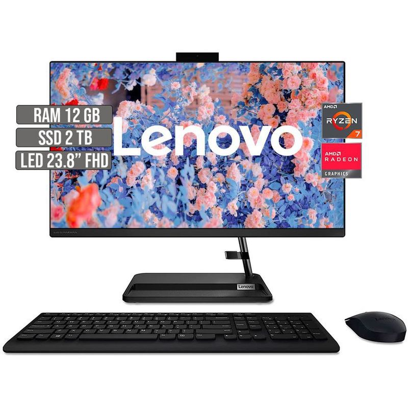 LENOVO - TODO EN UNO LENOVO AMD RYZEN 7 5700U SSD 2TB RAM 12GB LED 23.8" FHD