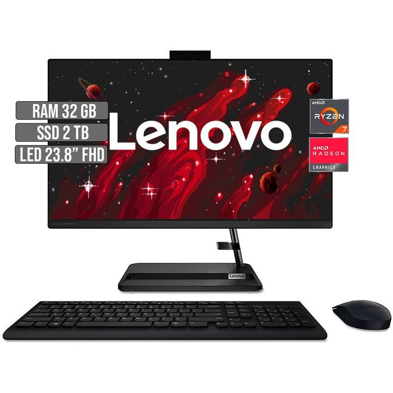 LENOVO - TODO EN UNO LENOVO AMD RYZEN 7 5700U SSD 2TB RAM 32GB LED 23.8" FHD