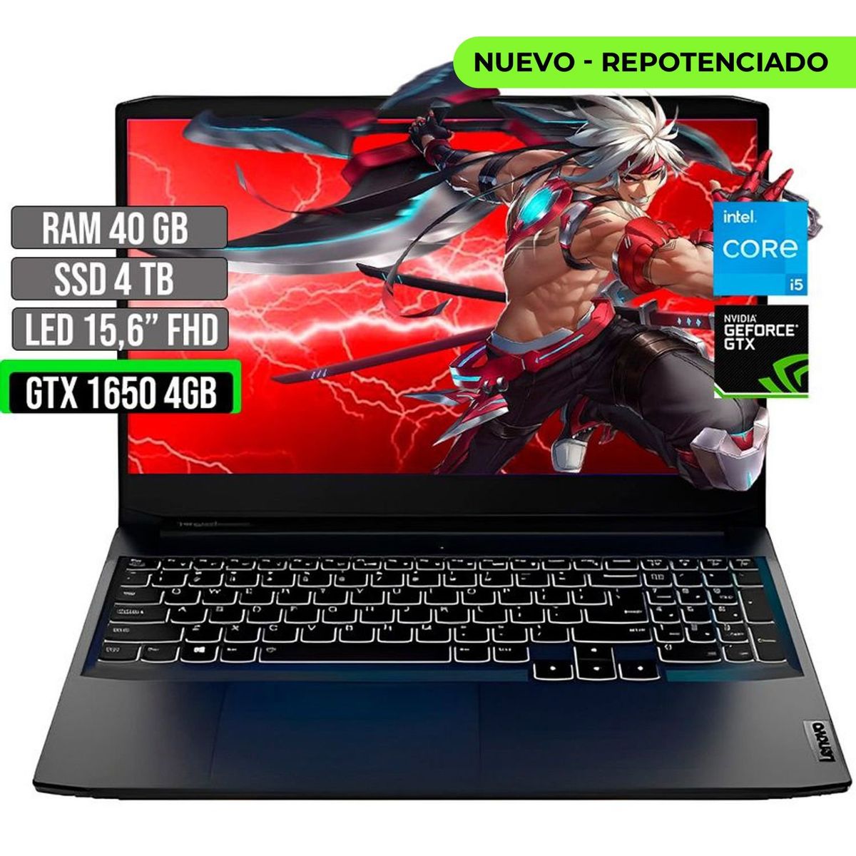 LENOVO - Portátil Lenovo Intel Core I5 GTX 1650 4GB SSD 4TB RAM 40GB 15.6" FHD
