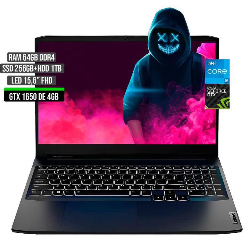 LENOVO - LENOVO INTEL CORE I5-11320H GTX 1650 4GB SSD 256GB + HDD 1TB RAM 64GB LED 15,6" FHD