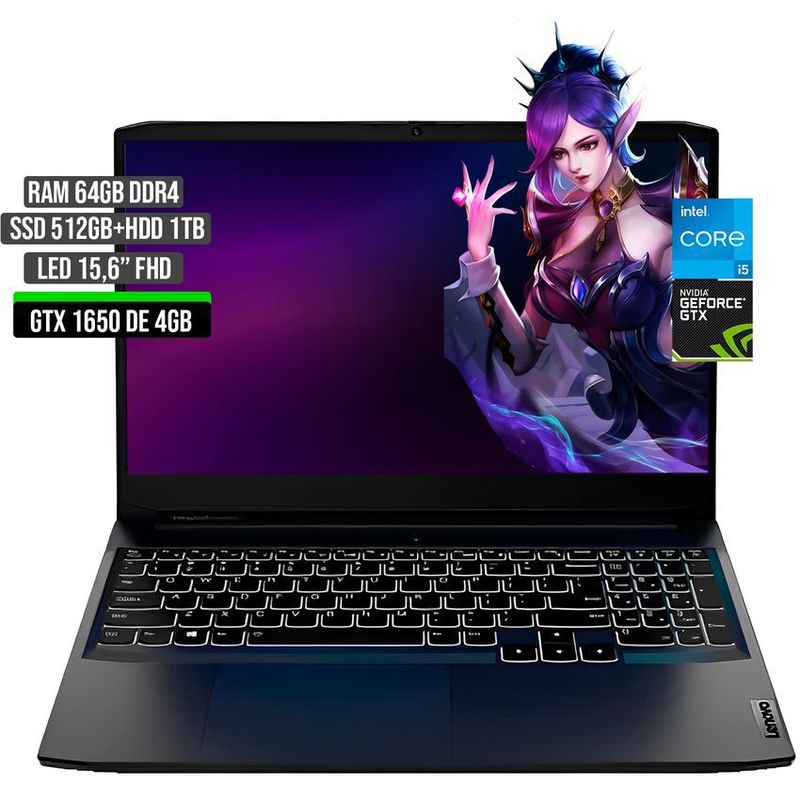 LENOVO - LENOVO INTEL CORE I5-11320H GTX 1650 4GB SSD 512GB + HDD 1TB RAM 64GB LED 15,6" FHD