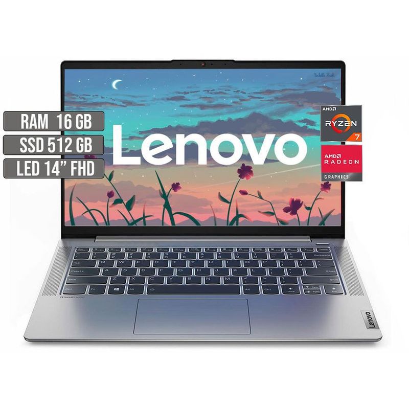 LENOVO - PORTATIL LENOVO IDEAPAD AMD RYZEN 7 5700U SSD 512GB RAM 16GB LED 14" FHD