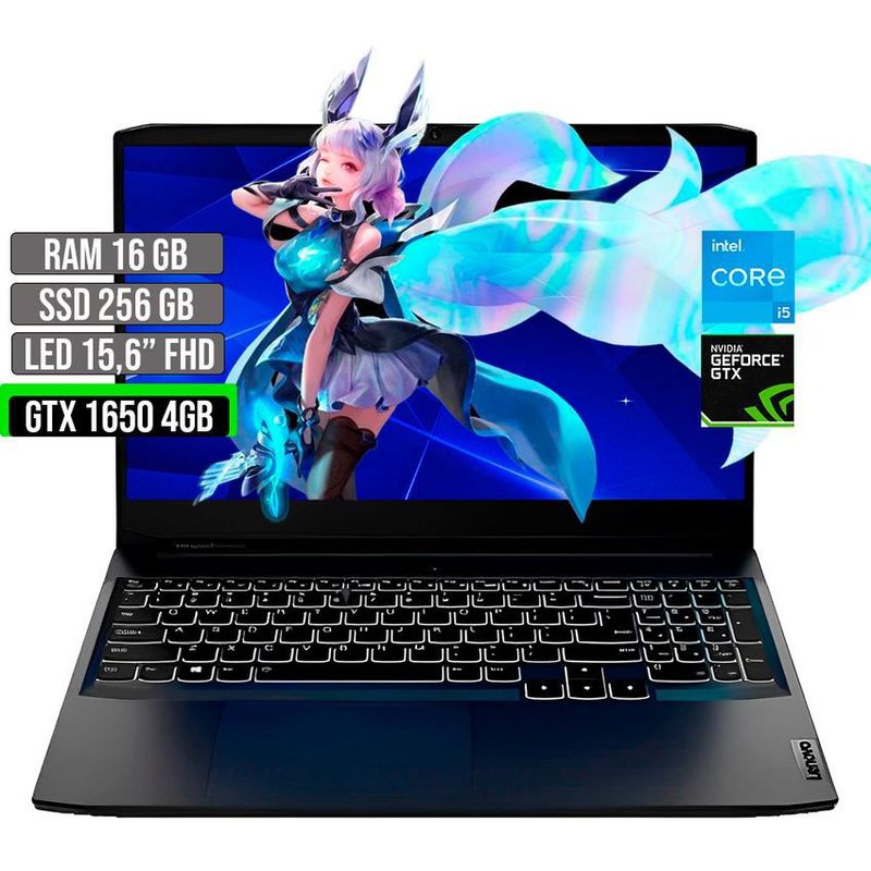 LENOVO - Portátil Lenovo Intel Core i5 11320H GTX 1650 16GB RAM 256GB SSD 15.6"