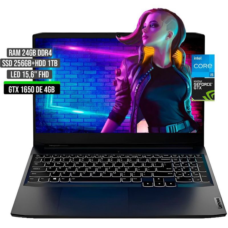 LENOVO - LENOVO INTEL CORE I5-11320H GTX 1650 4GB SSD 256GB + HDD 1TB RAM 24GB LED 15,6" FHD