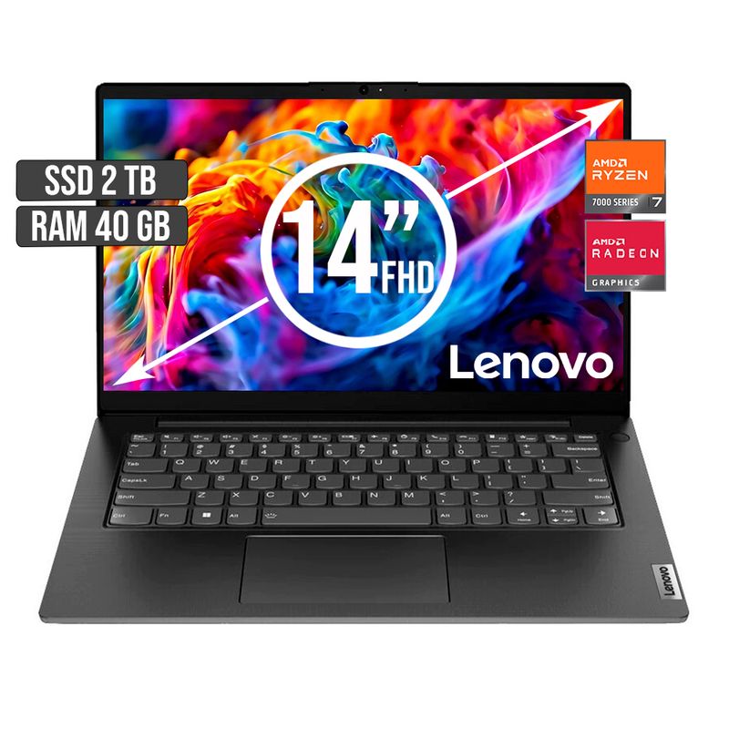 LENOVO - PORTATIL LENOVO AMD RYZEN 7-7730U SSD 2TB RAM 40GB LED 14 FULL HD