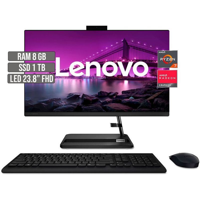 LENOVO - TODO EN UNO LENOVO AMD RYZEN 7 5700U SSD 1TB RAM 8GB LED 23.8" FHD
