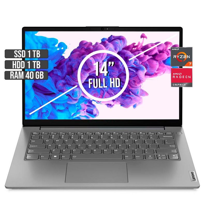 LENOVO - LENOVO V14 AMD RYZEN 7-5825U SSD 1TB + HDD 1TB RAM 40GB LED 14 FULL HD